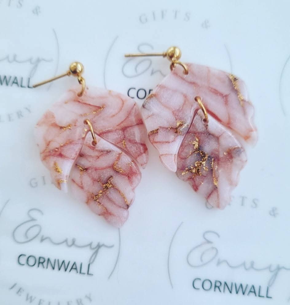 Gold & Neutral Marbled Double Leaf