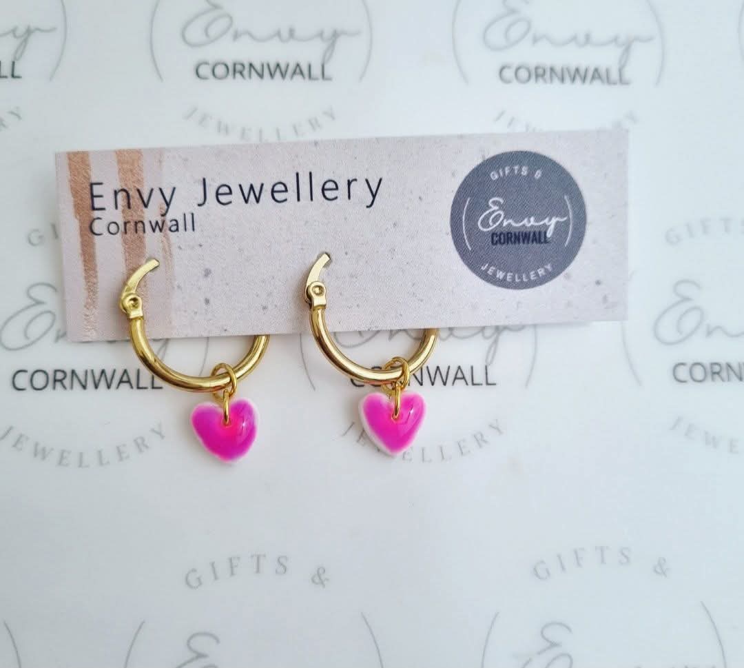 Purple & Pink Ombre Heart Hoops