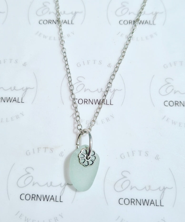 Seaglass Necklace White/Blue