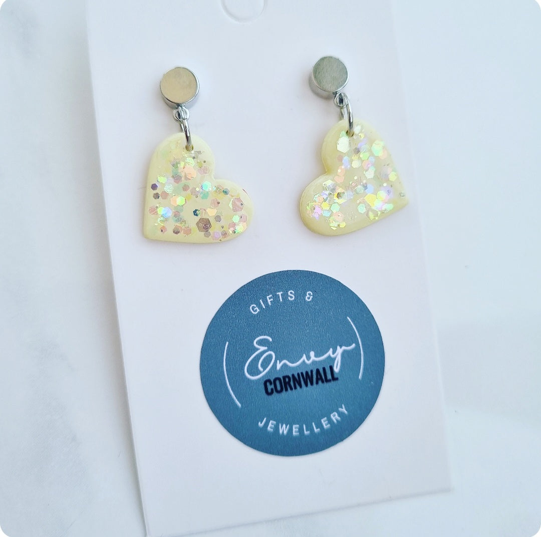 Pastel Yellow Sparkly Hearts