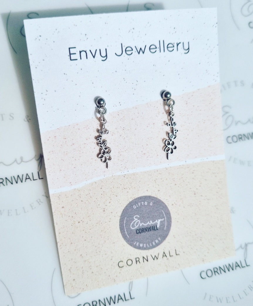 Dainty Silver Flower Drops