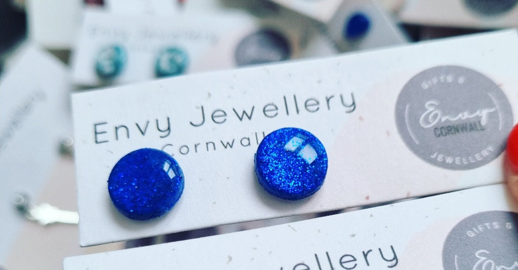 Blue Sparkly Studs
