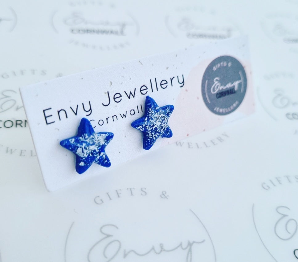 Blue & Silver Starfish Studs