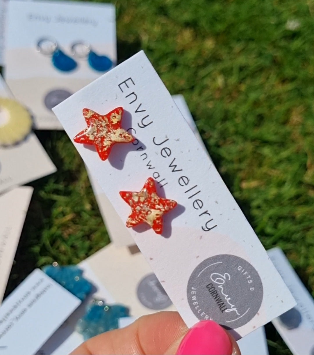 Red & Gold Starfish Studs