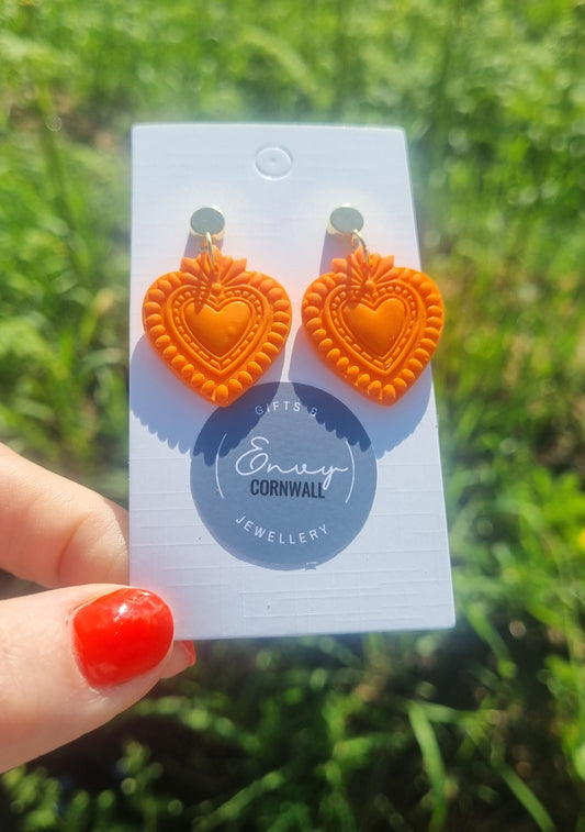 Orange Patterned Hearts