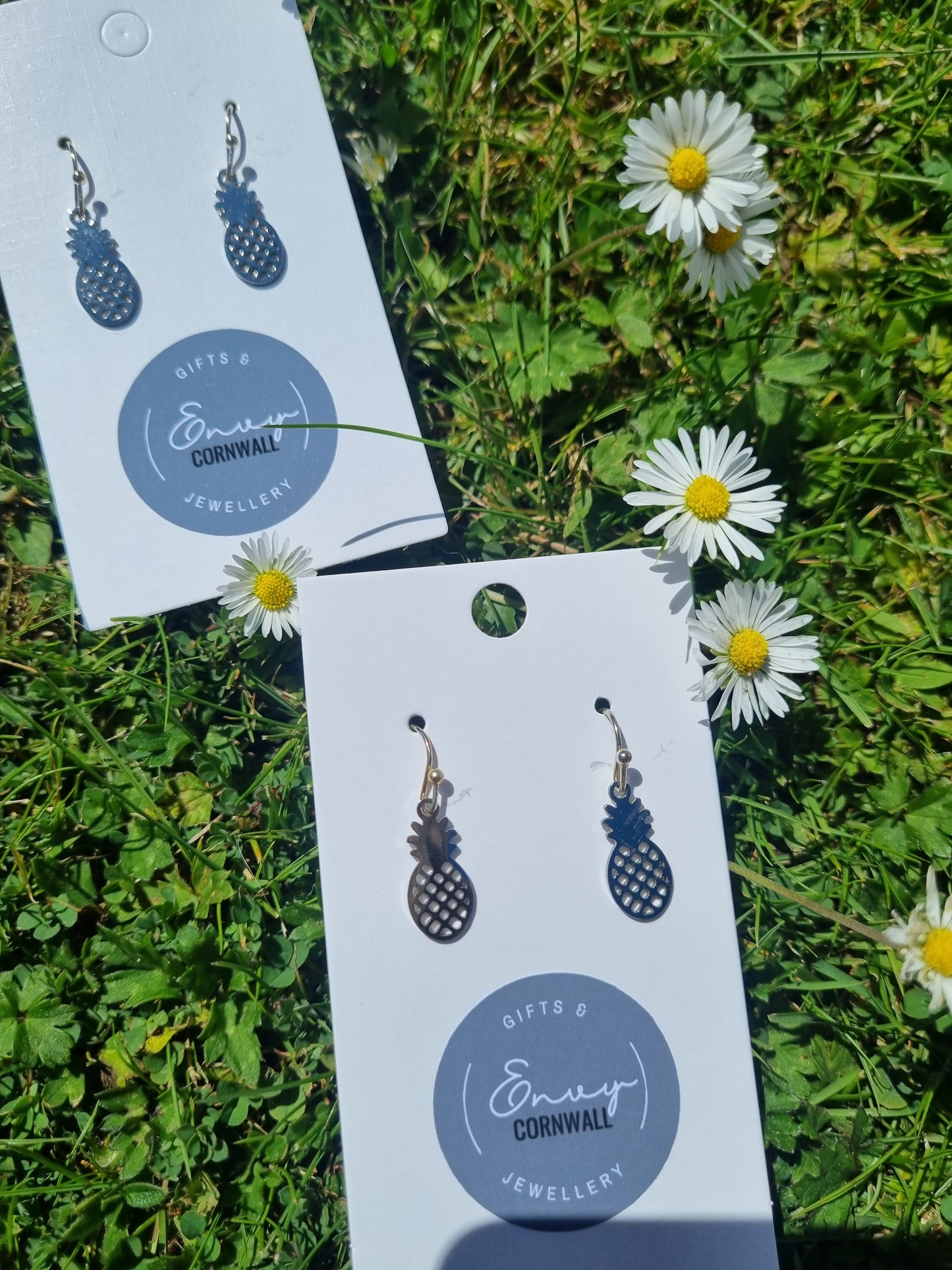 2x Pairs Of Silver Pineapples