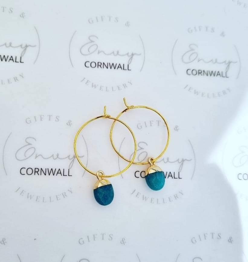 Green Gem Hoops