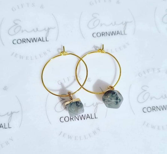 Grey Gem Hoops