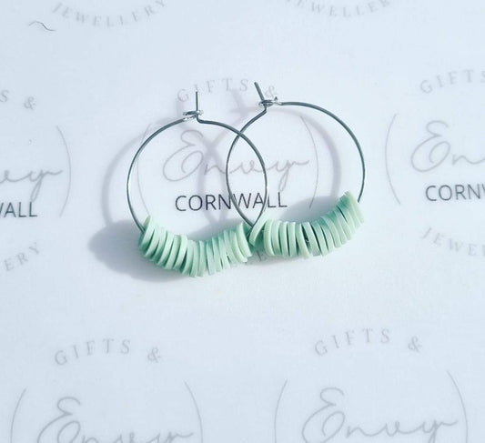 Mint Bead Hoops