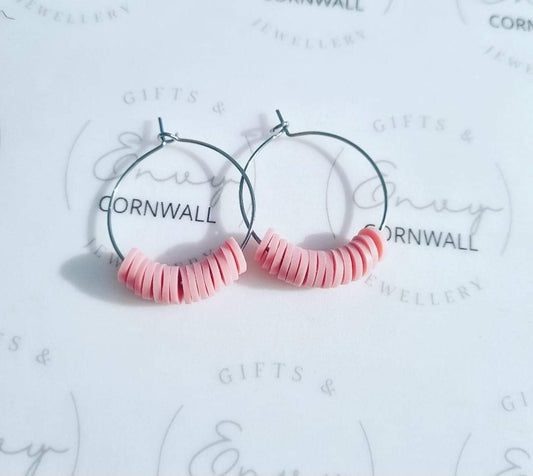 Pink Bead Hoops