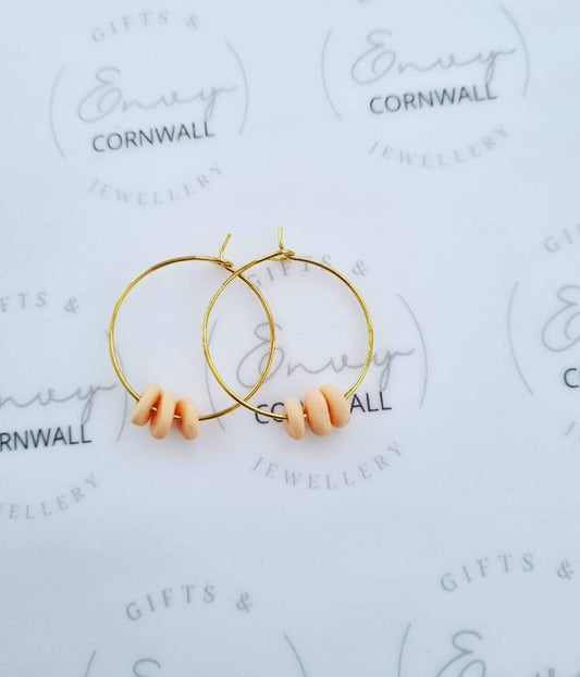 Peach Bead Hoops