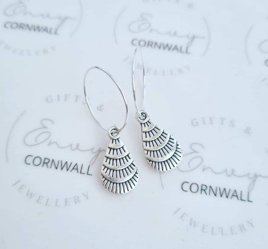 Silver Detailed Drop Hoops