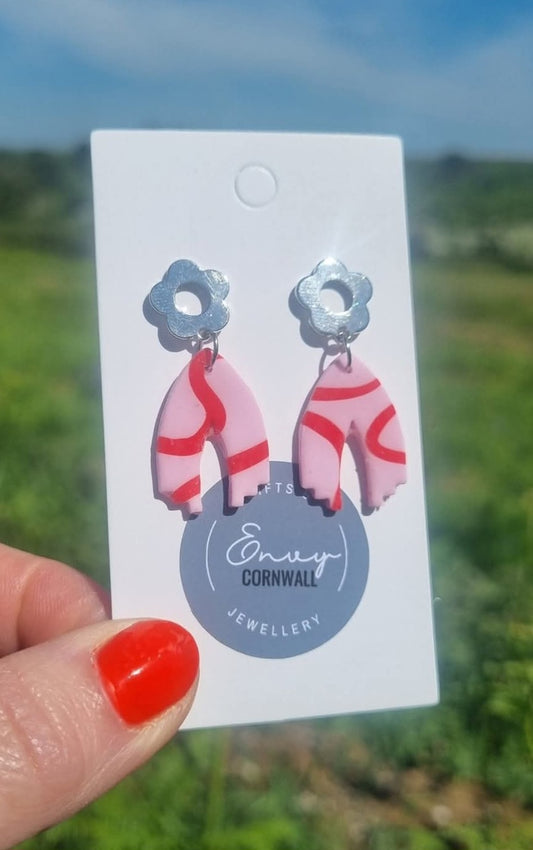 Pink & Red Swirl Flower Drops