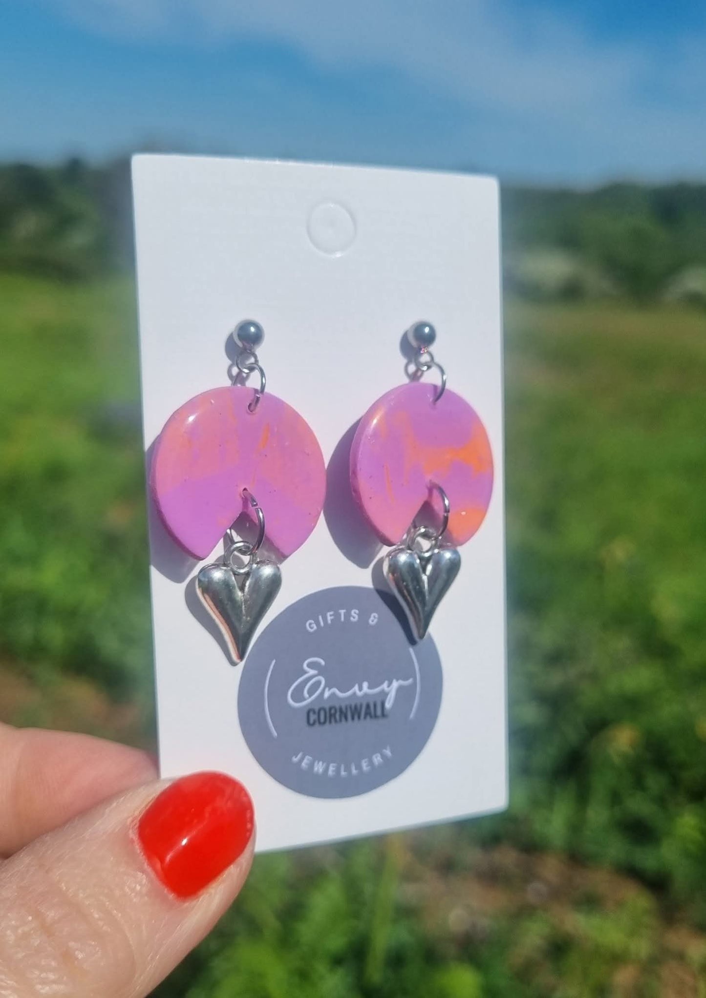 Lilac & Orange Swirl Hearts