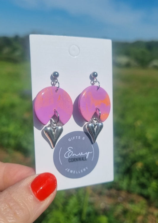 Lilac & Orange Swirl Hearts
