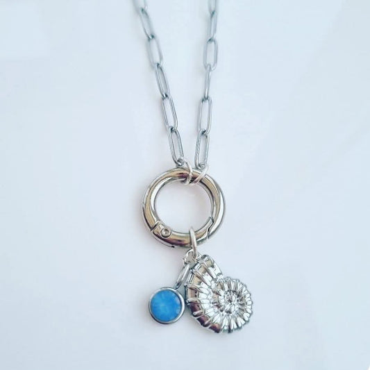 Shell & Blue Gem Necklace