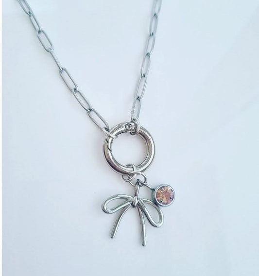 Bow & Gem Necklace
