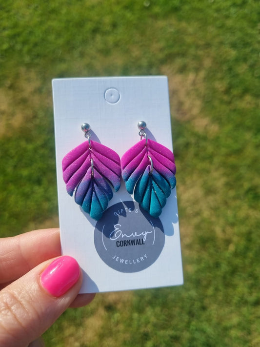 Pink & Turquoise Ombre Double Leaf