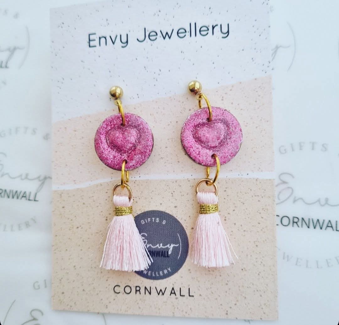 Pink Heart Tassles