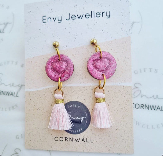 Pink Heart Tassles