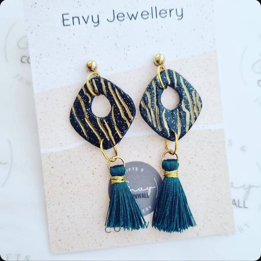 Black & Gold With Green Tassles