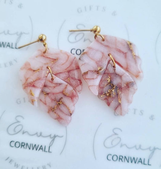 Gold & Neutral Marbled Double Leaf