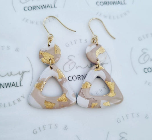 Beige, White & Gold Triangles