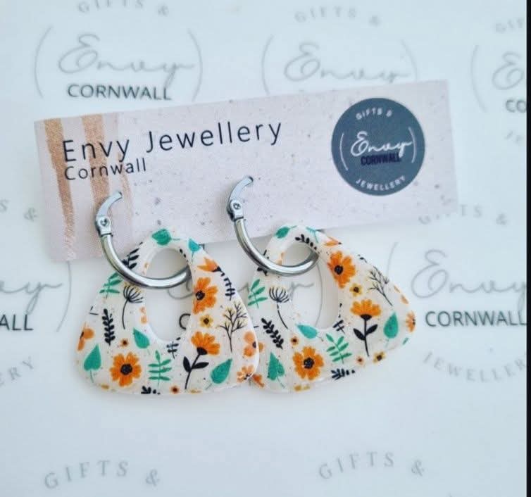 Green & Orange Flower Hoops