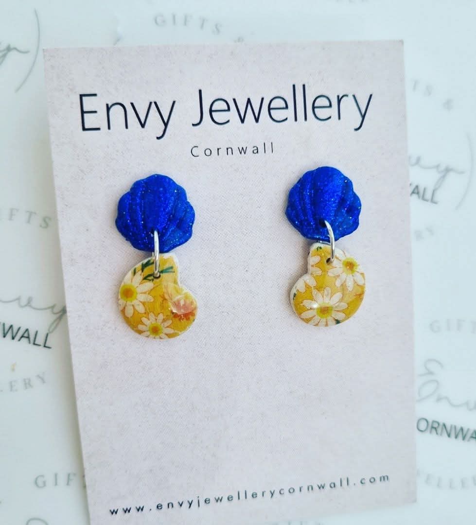 Blue & Yellow Floral Double Shell