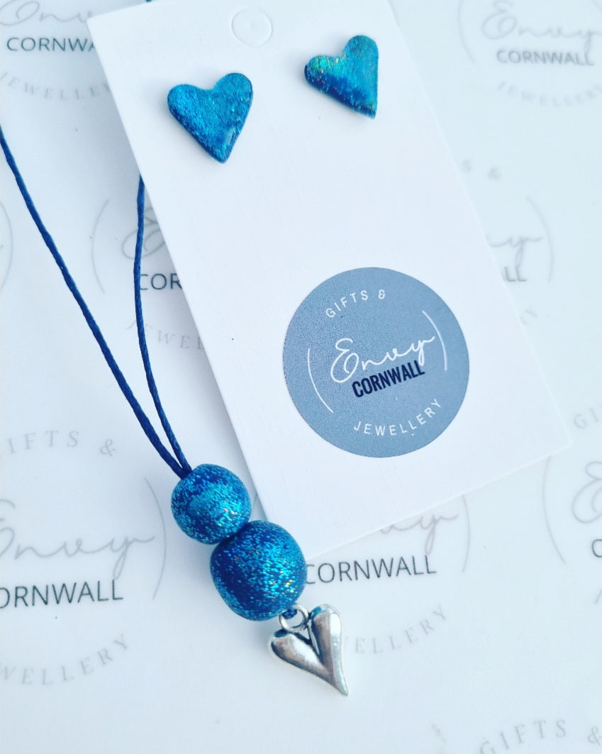 Heart Necklace & Stud Set
