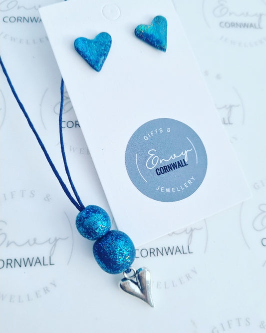 Heart Necklace & Stud Set