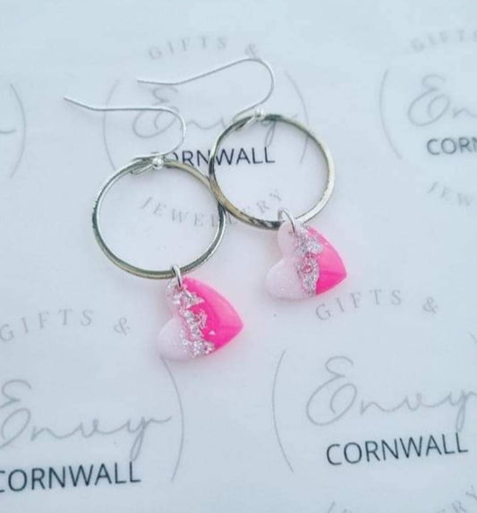 Neon Pink & White Hearts