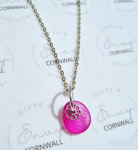 Seaglass Necklace Pink