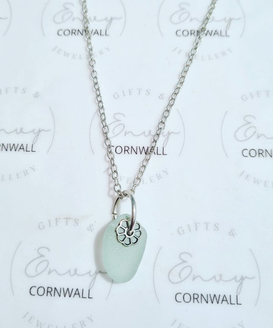 Seaglass Necklace White/Blue