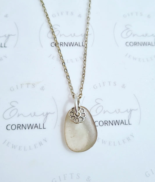Seaglass Necklace Transparent Pink