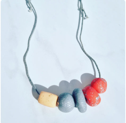 Coral & Grey Necklace