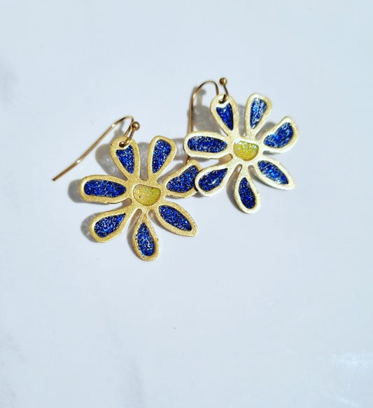 Blue Sparkly Flowers