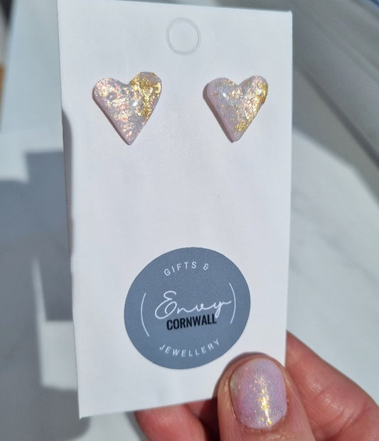 Pink & Gold Sparkly Studs