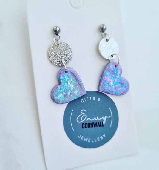 Lilac Shimmer Heart Drops