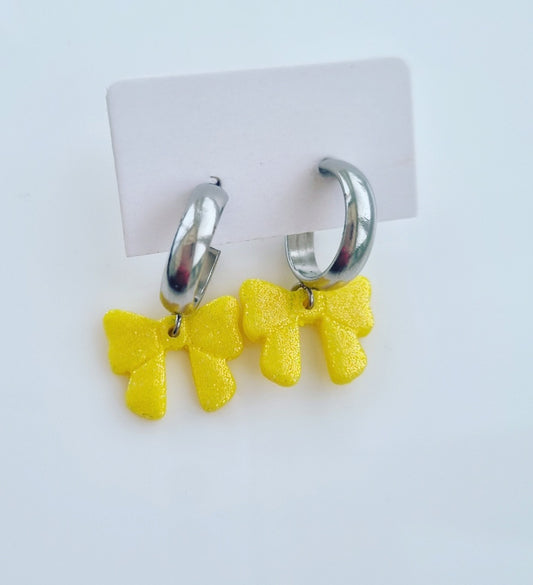 Yellow Bow Hoops