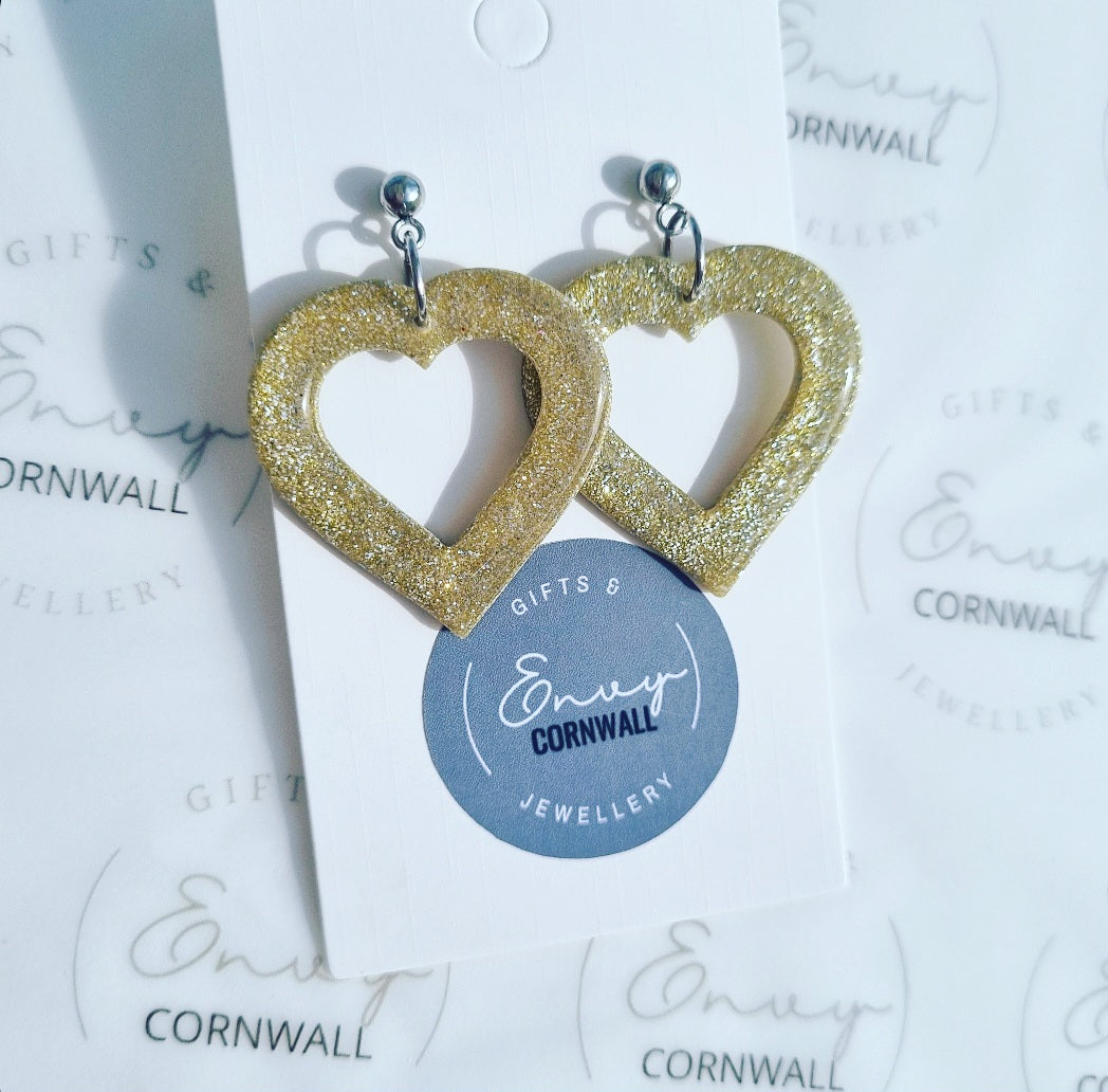 Open Heart Gold Sparkle