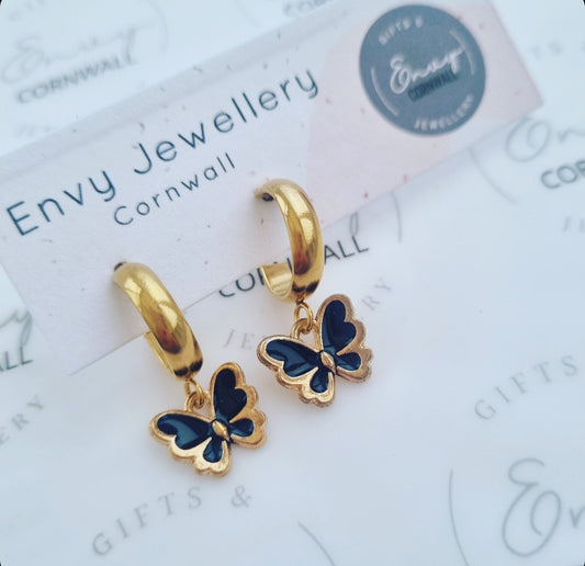 Black Butterfly Hoops