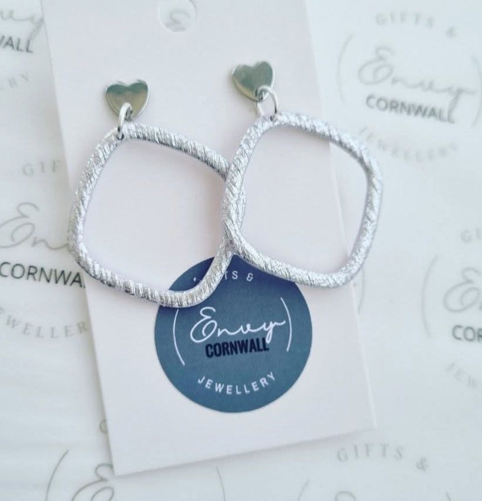 Silver Heart Diamond Drops