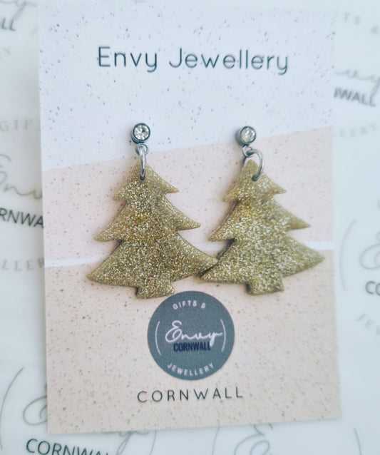 Gold Sparkly Christmas Trees