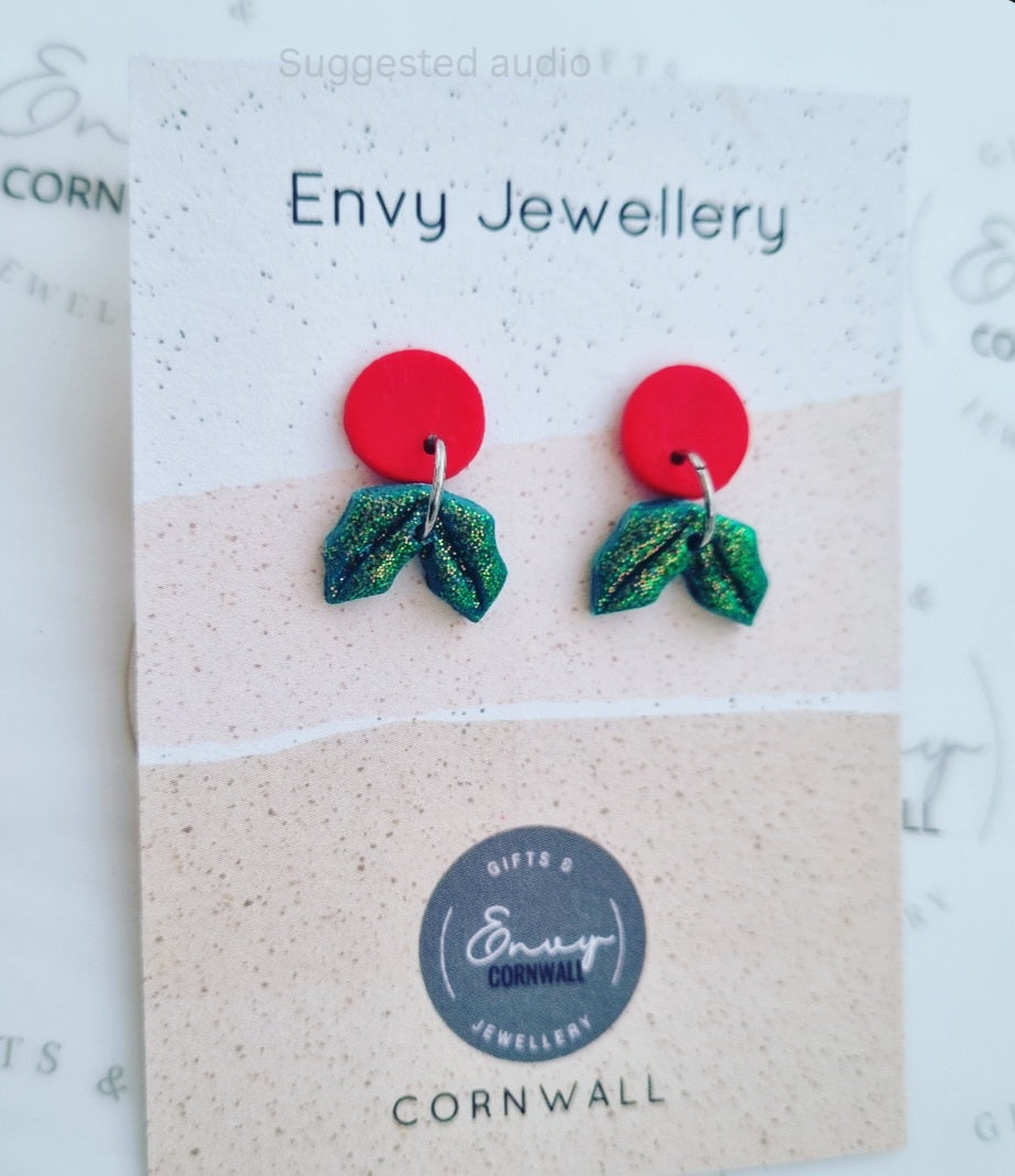 Holly Berry Studs