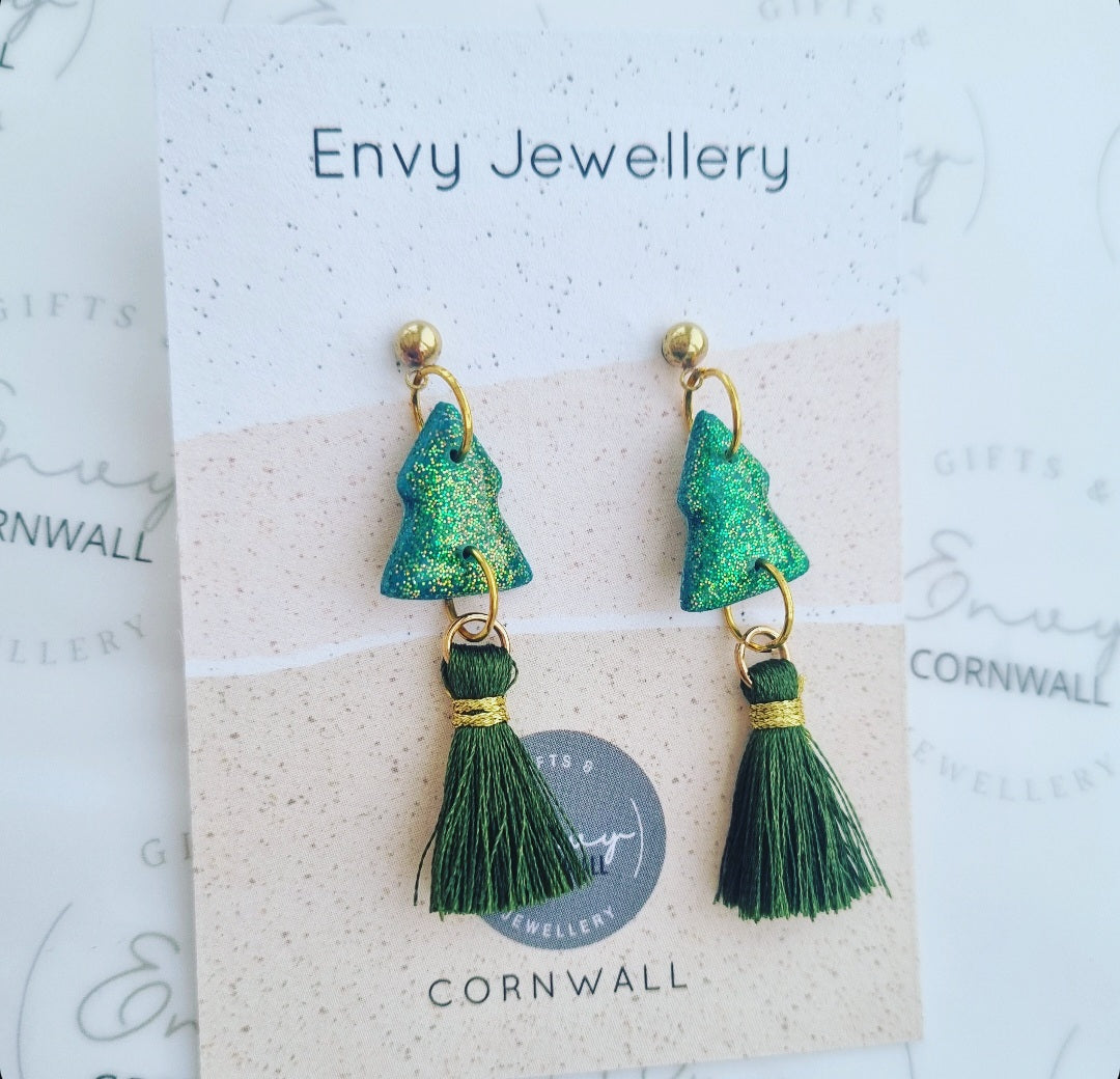 Green Christmas Tassle Trees