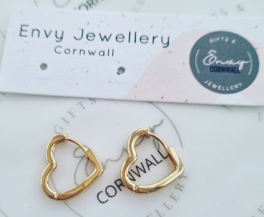 Gold Heart Huggie Hoops