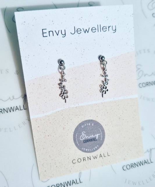 Dainty Silver Flower Drops