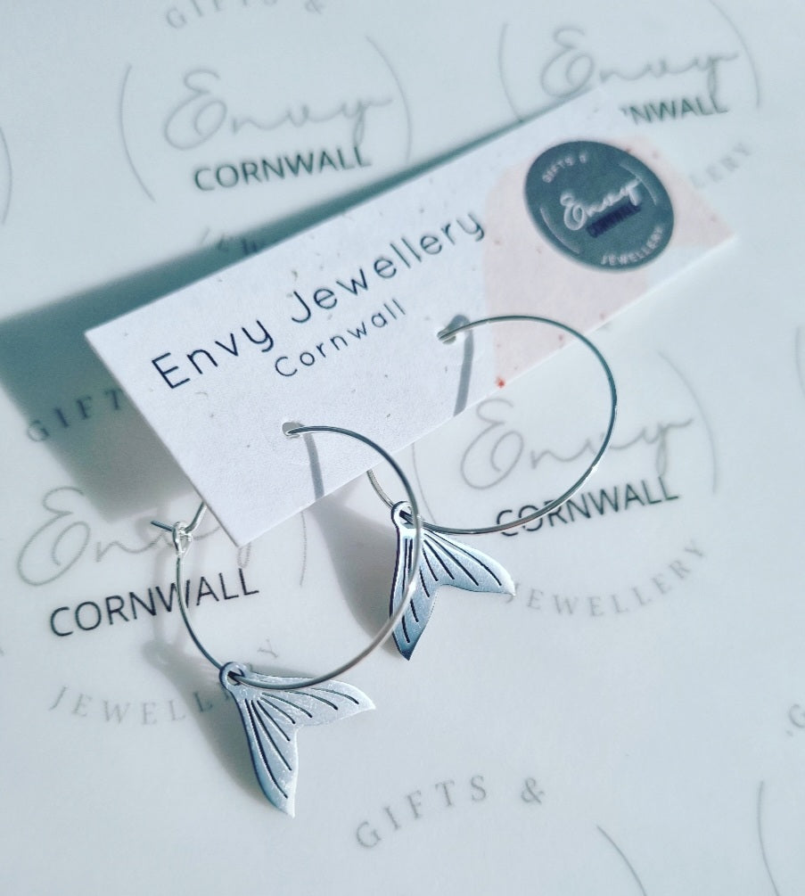 Silver Fish Tail Coastal Hoops