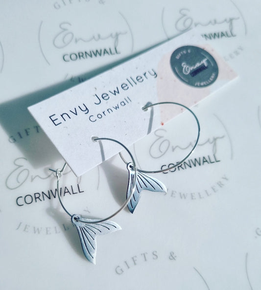 Silver Fish Tail Coastal Hoops